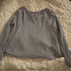 Blue Waffle Knit Sweater